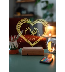 Sevgiliye Hediye 3D 2 El Kalp 16 Renk Dekoratif Led Lamba