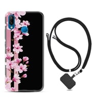 Huawei P20 Lite Mate 10 20 Lite Pro P40 Lite KılıfBoyun Askılı Silikon Pink Flowers 3 1393