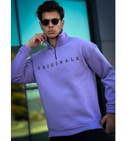 Miron Originals Nakış Detaylı Fermuarlı Oversize Sweatshirt-Mor