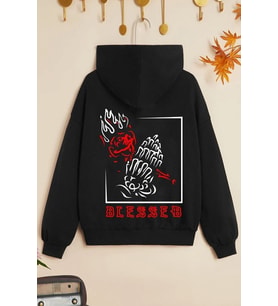 Çocuk Blesseb Baskılı Sweatshirt (Siyah)