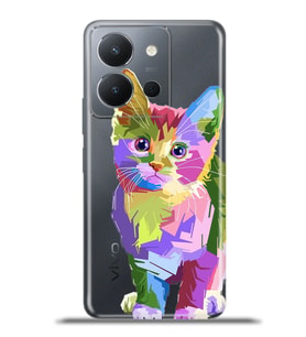 Vivo Y36 Kapak HD Renkli Dizayn Silikon Kılıf - Cat Prisma