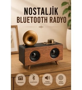 Nostaljik Radyo Bluetooth Bağlantılı Şarjlı Yüksek Ses Kaliteli