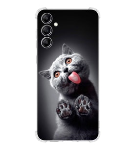 PrintiFy Samsung Galaxy A24 Uyumlu Kedi 2 Baskılı Şeffaf Köşe Korumalı Antişok Kılıf