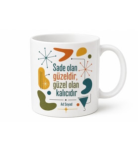 Mid-Century Modern Tasarım Baskılı Porselen Kupa Bardak Retro Hediye