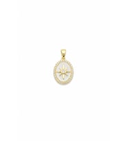 Zirkon Taş Çerçeveli Beyaz Kutup Yıldızı Kolye Ucu - Gold Renk Kararmaz 1.7 cm