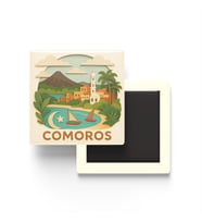 Komorlar - Comoros - Paper Cut Art - Baskılı Buzdolap Magneti Kare - 9x9 cm
