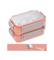 Bento Lunch Box Ofis-Okul İçin Yeni Nesil Sefer Tası Tek Kat 3 Bölme Çatal Ve Kaşıklı -Pas