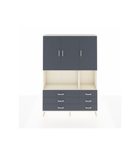 Arges Gardrop 6 Raflı 6 Çekmeceli 3 Kapaklı 132x30x195 Aytaşı-Antrasit