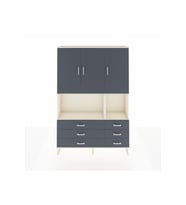 Arges Gardrop 6 Raflı 6 Çekmeceli 3 Kapaklı 132x30x195 Aytaşı-Antrasit