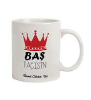 İsme Özel Kupa Bardak - Baş Tacısın Temalı (Beyaz)