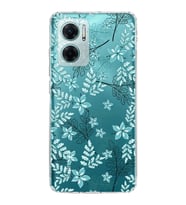 Redmi Note 11e  Kamera korumalı Kapak Floral Su Yeşili Tasarımlı  Şeffaf Kılıf