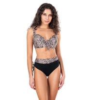 Endeep Kadın Büyük Beden Balenli Leopar Desenli Bikini Takımı