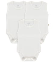 Civil Baby 3 lü Düz Sıfır Kol 0-36 Ay Çıtçıtlı Badi - Beyaz