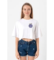 One Piece Anime Gomu Gomu Devil Fruit Beyaz Kadın Crop Tshirt