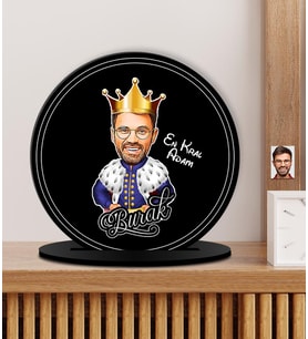Kişiye Özel Karikatürlü Kral Adam Ahşap Plak - Biblo
