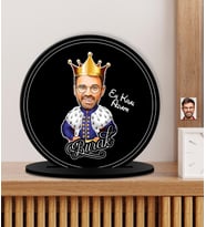 Kişiye Özel Karikatürlü Kral Adam Ahşap Plak - Biblo