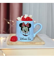 Minnie Mouse Tasarımlı Kişiye Özel Mavi Türk Kahvesi Fincan