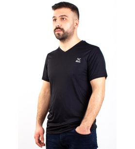 Kinetix SN-222 Neck Siyah Günlük Erkek V Yaka Tişört
