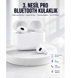 Bluetooth Kulaklık 3. Nesil Ios Android Uyumlu Yeni Nesil Wireless Charge