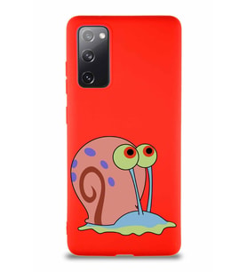 Samsung Galaxy S20 FE Soft Premier Kapak Salyangoz Gary Tasarımlı Silikon Kılıf - Kırmızı (Şeffaf)