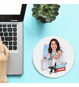 Kişiye Özel Karikatürlü Kadın Çocuk Doktoru Mousepad