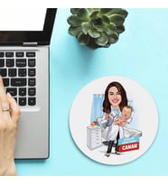 Kişiye Özel Karikatürlü Kadın Çocuk Doktoru Mousepad