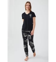 Pierre Cardin 8583 Kadın Wanderful Siyah Kısa Kol Pijama Takım