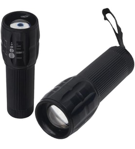 Powermaster El Feneri Powe Ledli Mercekli Uzak Yakın Ayarlı Zoomlu Fener Flaş Özellikli Pilli Metal