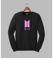 BTS Müzik Grubu Logo Baskılı Sweat Tasarım Siyah Sweatshirt