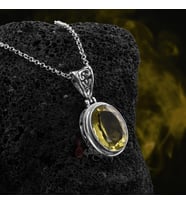 Peridot Doğal Taşlı Gümüş Kolye