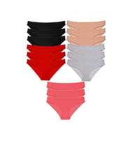 15 adet Süper Eko Set Likralı Kadın Slip Külot Siyah Kırmızı Ten Gri Fuşya