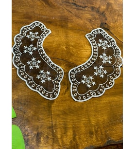 36X3 CM SİYAH TÜL BEYAZ NAKIŞ İŞLEME YAKA FİSTOLU YAKA