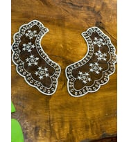 36X3 CM SİYAH TÜL BEYAZ NAKIŞ İŞLEME YAKA FİSTOLU YAKA