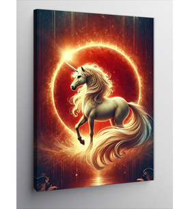 Kanvas Tablo Altın Işıklı Unicorn