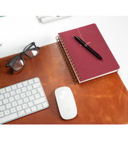 Kişiye Özel Hakiki Full Grain Deri Masa Matı 37x80 cm El Yapımı Ofis Sümeni ve Mouse Pad