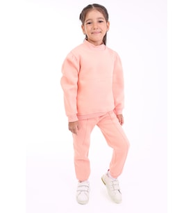 Toontoy Kız Çocuk Baskılı Eşofman Takım (Somon)