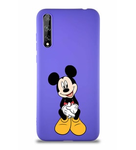 Huawei P Smart S Soft Premier Kapak Mickey Mouse-A Tasarımlı Silikon Kılıf - Mor (Şeffaf)