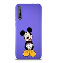 Huawei P Smart S Soft Premier Kapak Mickey Mouse-A Tasarımlı Silikon Kılıf - Mor (Şeffaf)