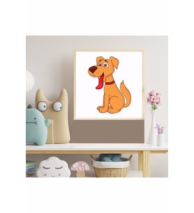 Sevimli Köpek Çocuk Odası Ahşap Çerçeve Tablo 4