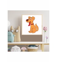 Sevimli Köpek Çocuk Odası Ahşap Çerçeve Tablo 4
