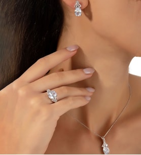 925 Ayar Pırlanta Modeli Zirkon Taşlı Gümüş Takı Seti