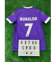 Cristiano Ronaldo Mor Renk 2017 Şampiyonlar Ligi Finali Özel Tasarım Kısa Kol Real Madrid Forma