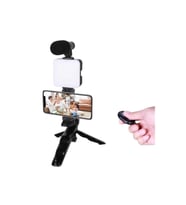 Mey İthalat® Telefon Tutucu Led Işıklı Kumandalı Mikrofon Telefon Vlog Video Kayıt