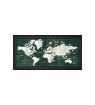 Harita Temalı Kanvas Tablo 80 x 110 cm Siyah Çerçeve
