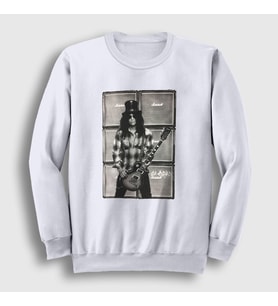 Presmono Unisex Beyaz Amps Guns N' Roses Slash Sweatshirt 39812tt