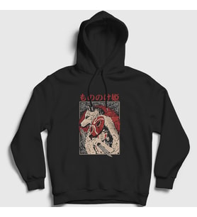 Presmono Unisex Siyah Poster Anime Film Princess Mononoke Kapüşonlu Sweatshirt 455311tt