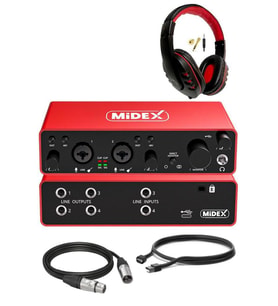 Midex GLX-900HD PRO Üst Segment Usb Stüdyo Ses Kartı 4 Giriş 4 Çıkış (Kulaklık ve Kablo)