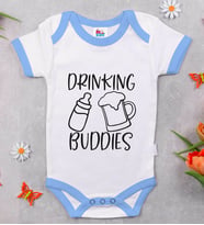 BK Kids Drinking Buddies Tasarımlı Mavi Bebek Body Zıbın-1