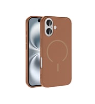 Apple iPhone 16 Uyumlu Kılıf M-safe Şarj Özellikli Zore Meta Kapak (Kahverengi)