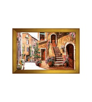 Manzara Temalı Kanvas Tablo 80 x 110 cm Gold Çerçeve